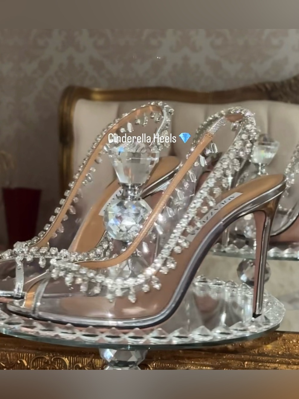Crystal-embellished GOLD heels